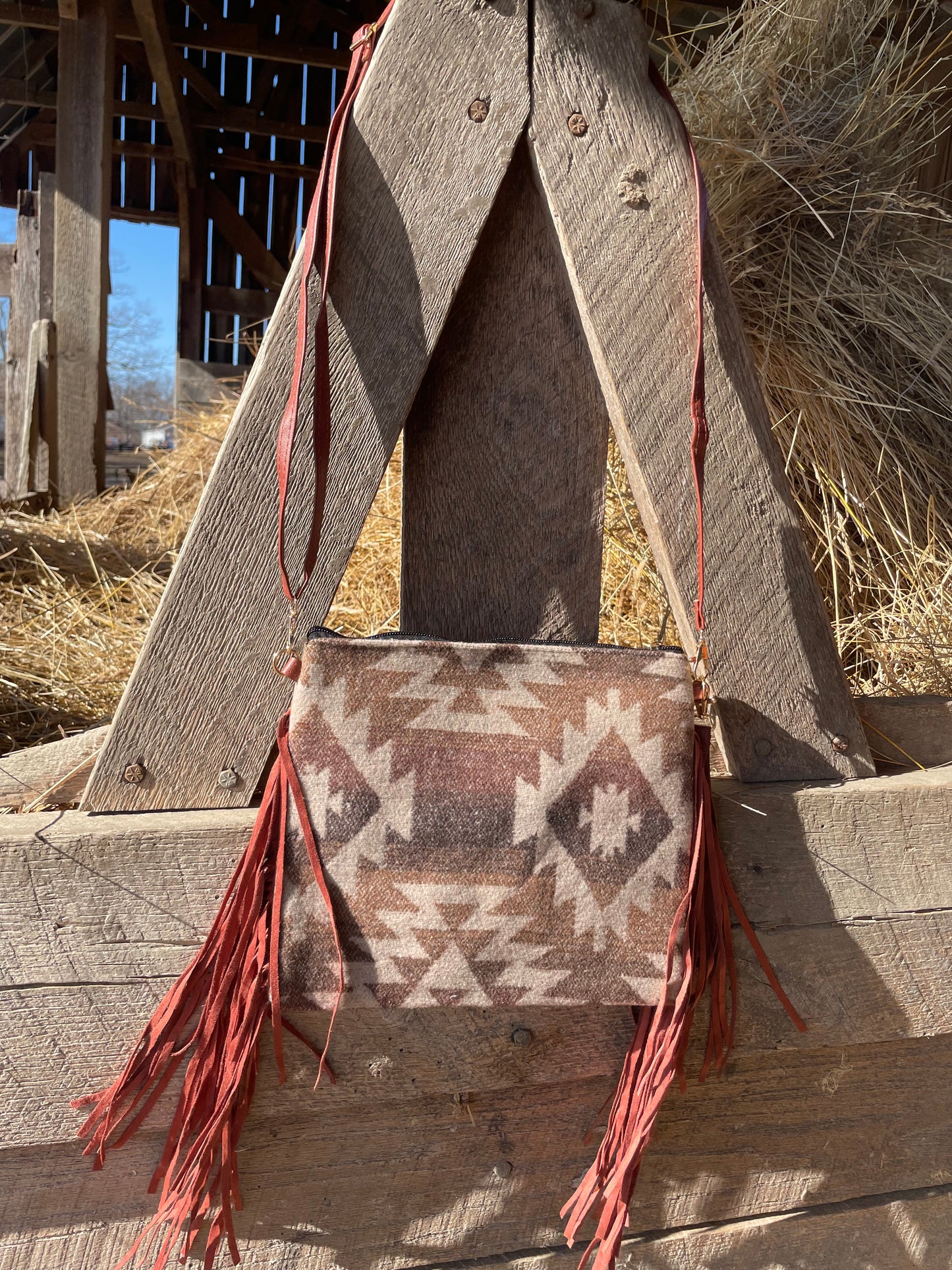 Faux Wool Convertible Crossbody/Wristlet