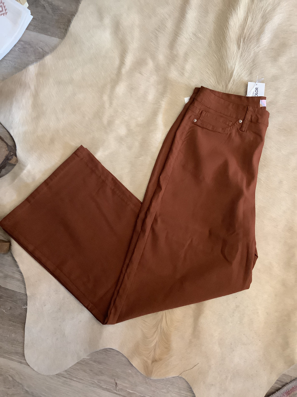 Maggie Stretch Wide Leg Jeans // Copper