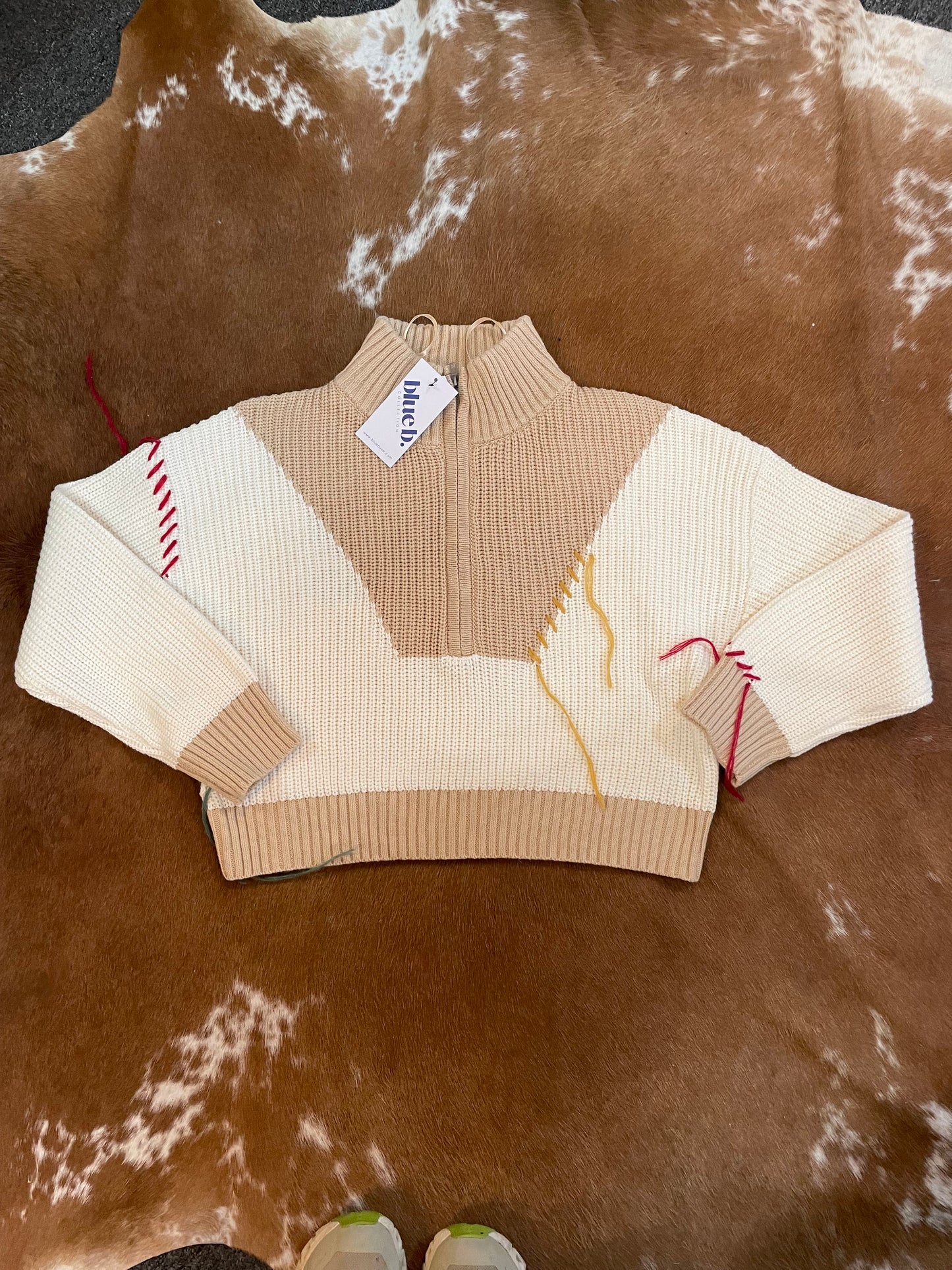Western Embroidered Half Zip Sweater