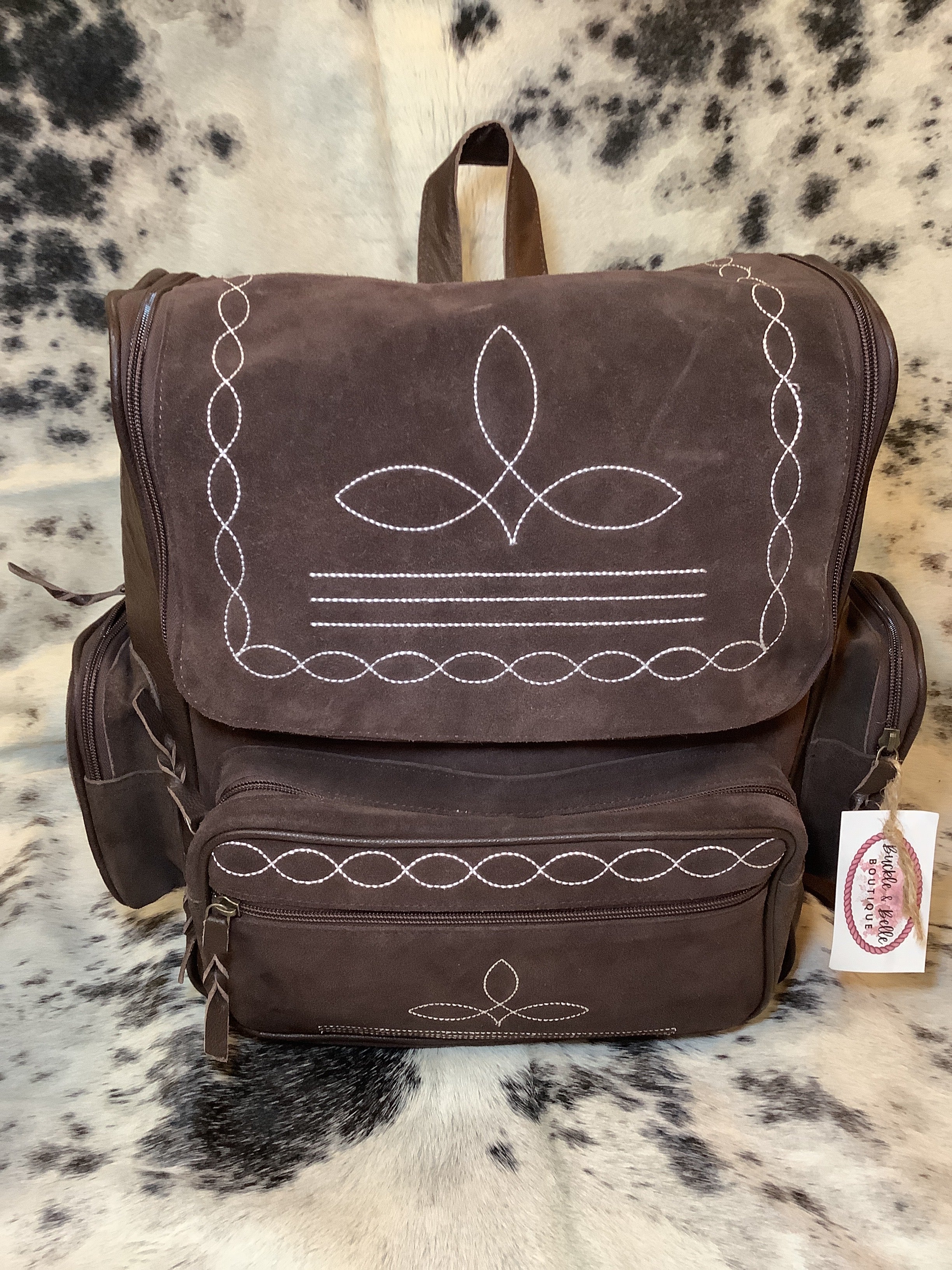 Boot Stitch Roughout Leather Backpack ~ More Colors – Buckle & Belle Boutique