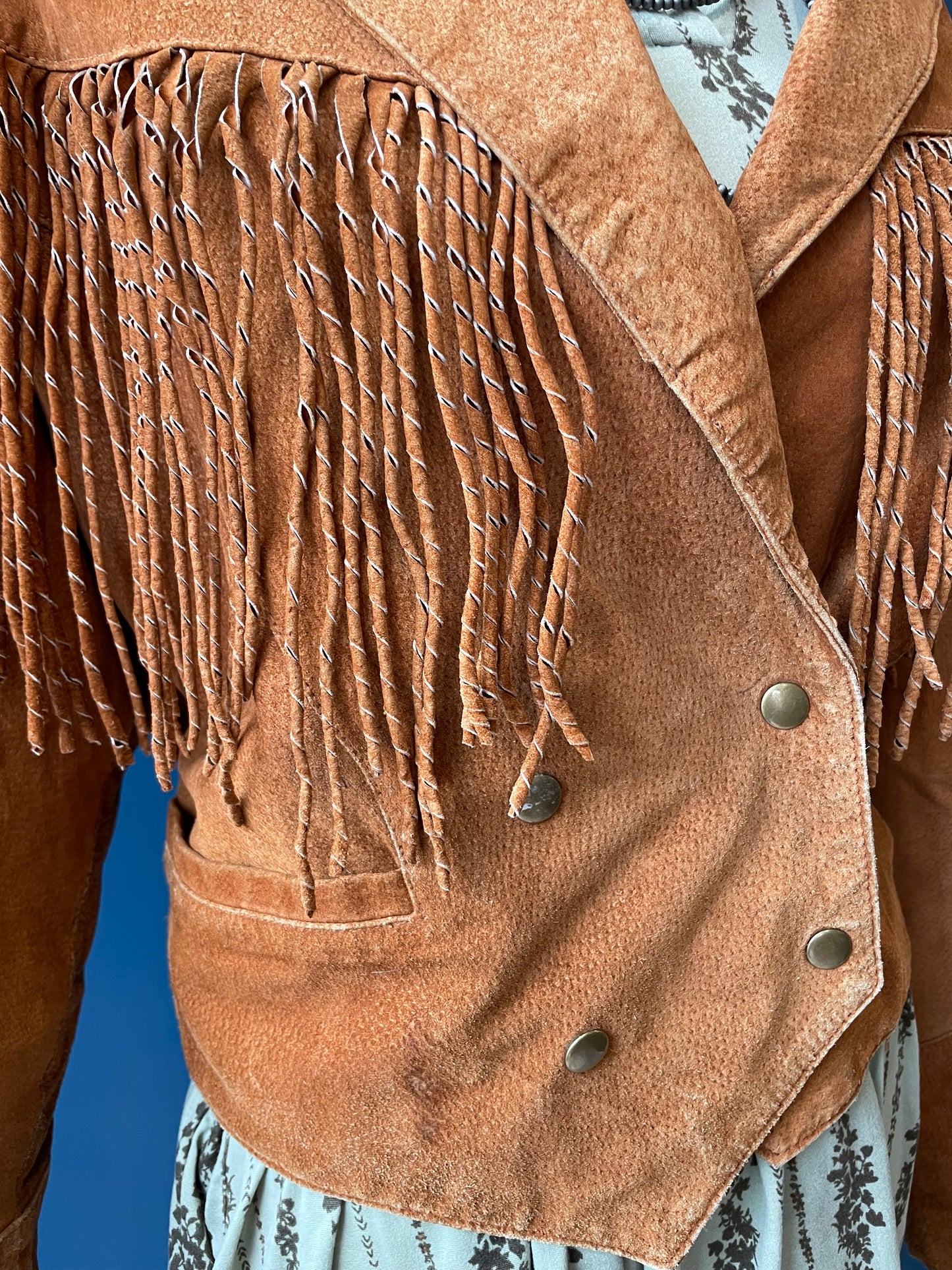 Pre-Loved // Western Twisted Fringe Roughout Leather Jacket by Leather Zone