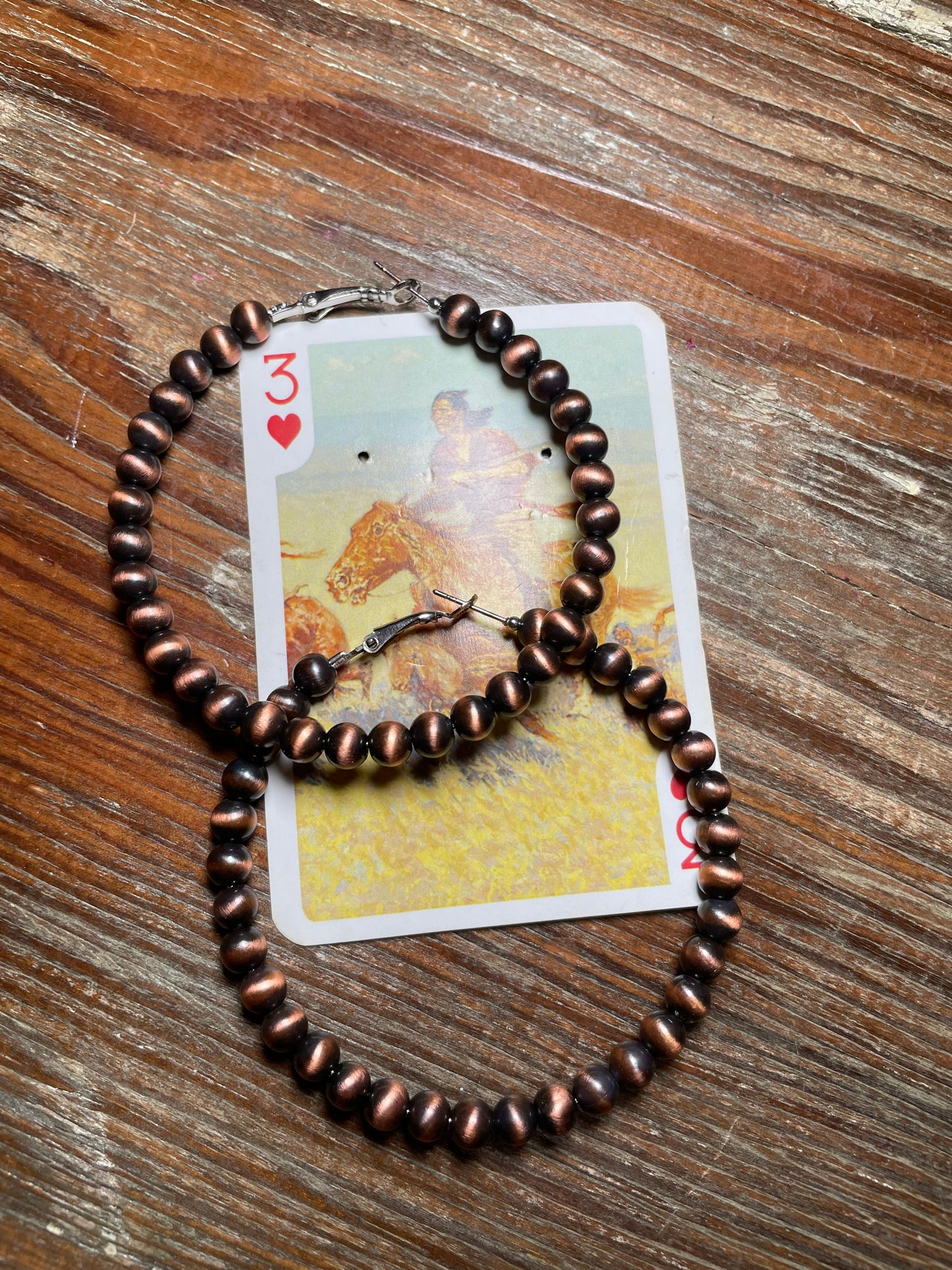 Copper Navajo Pearl Hoop Earrings