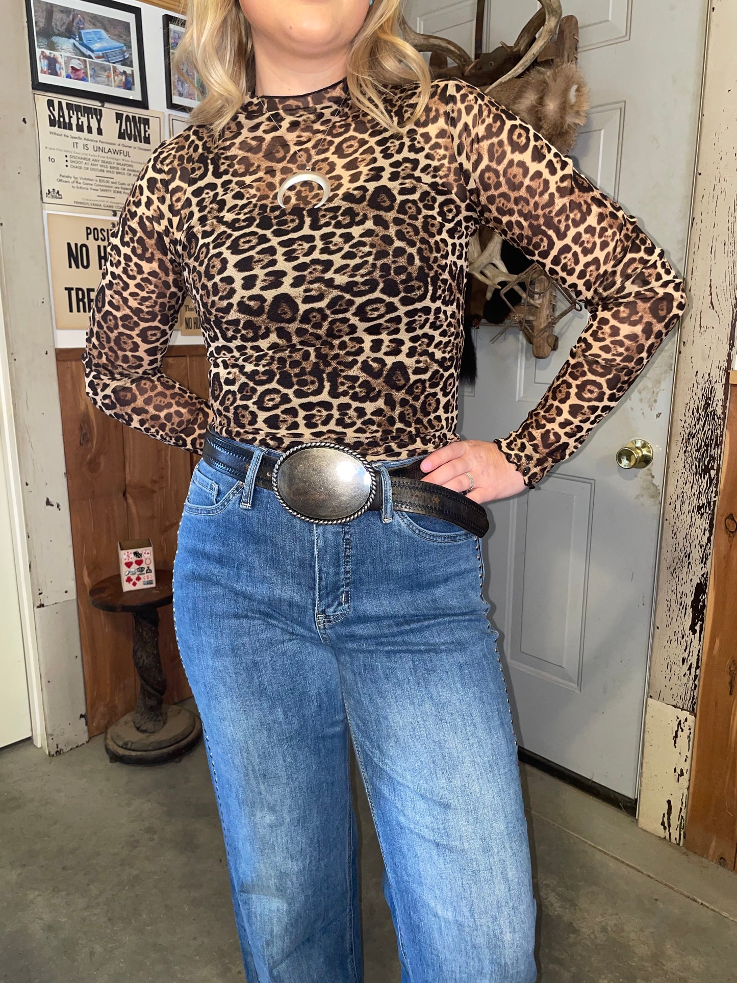 Cheetah Print Mesh Top