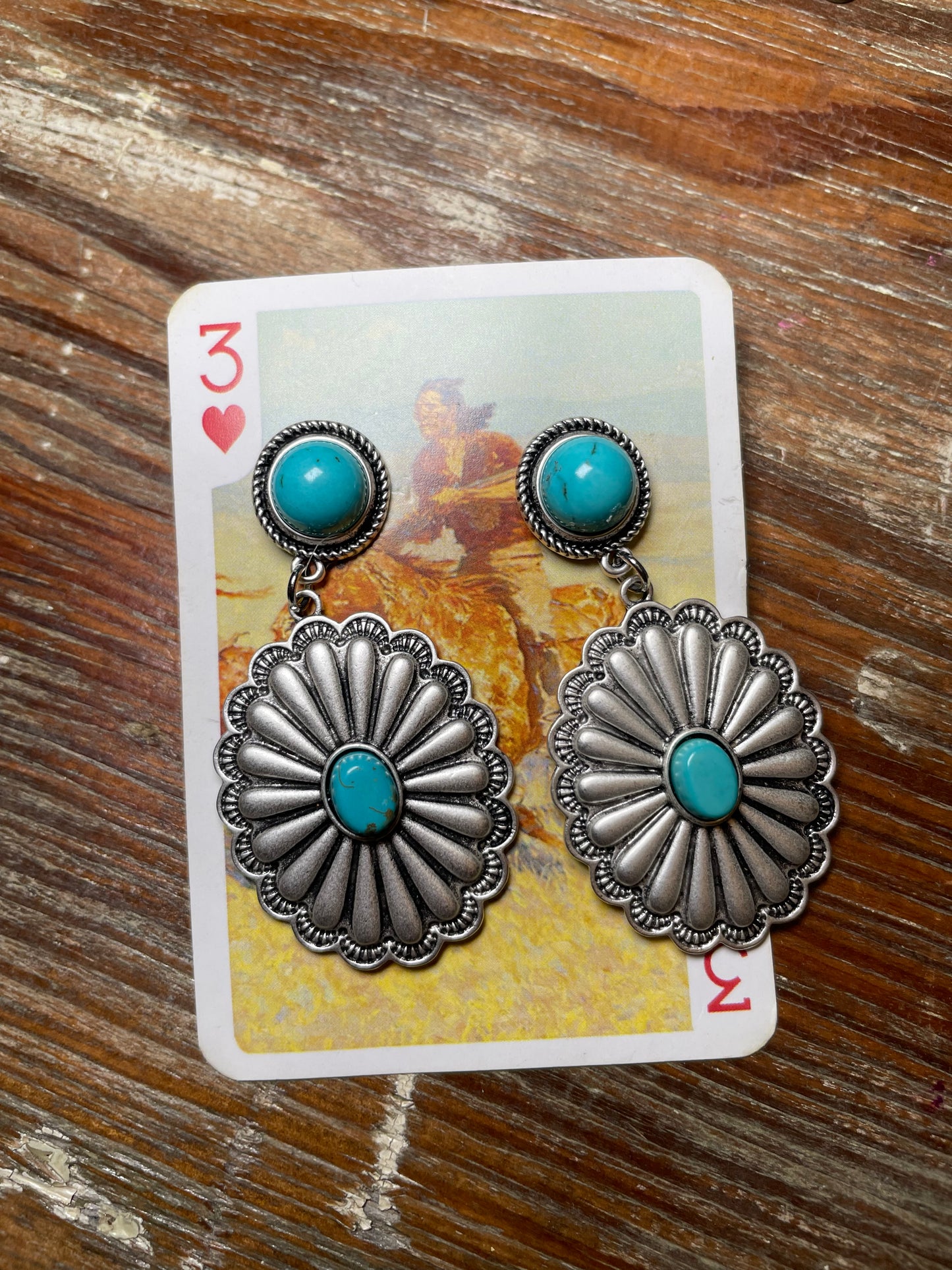 Turquoise Pendant Post Earrings