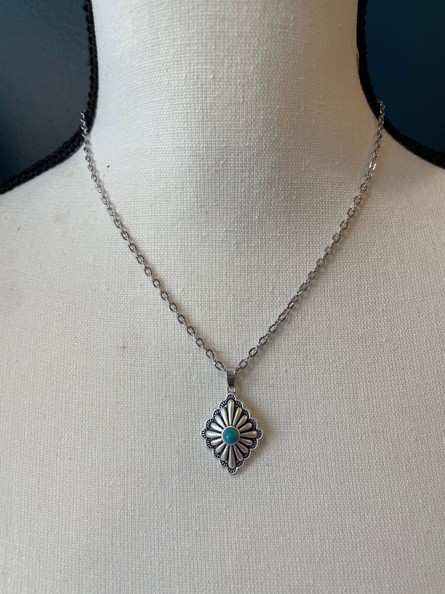 Concho Necklace with Turquoise Inlay