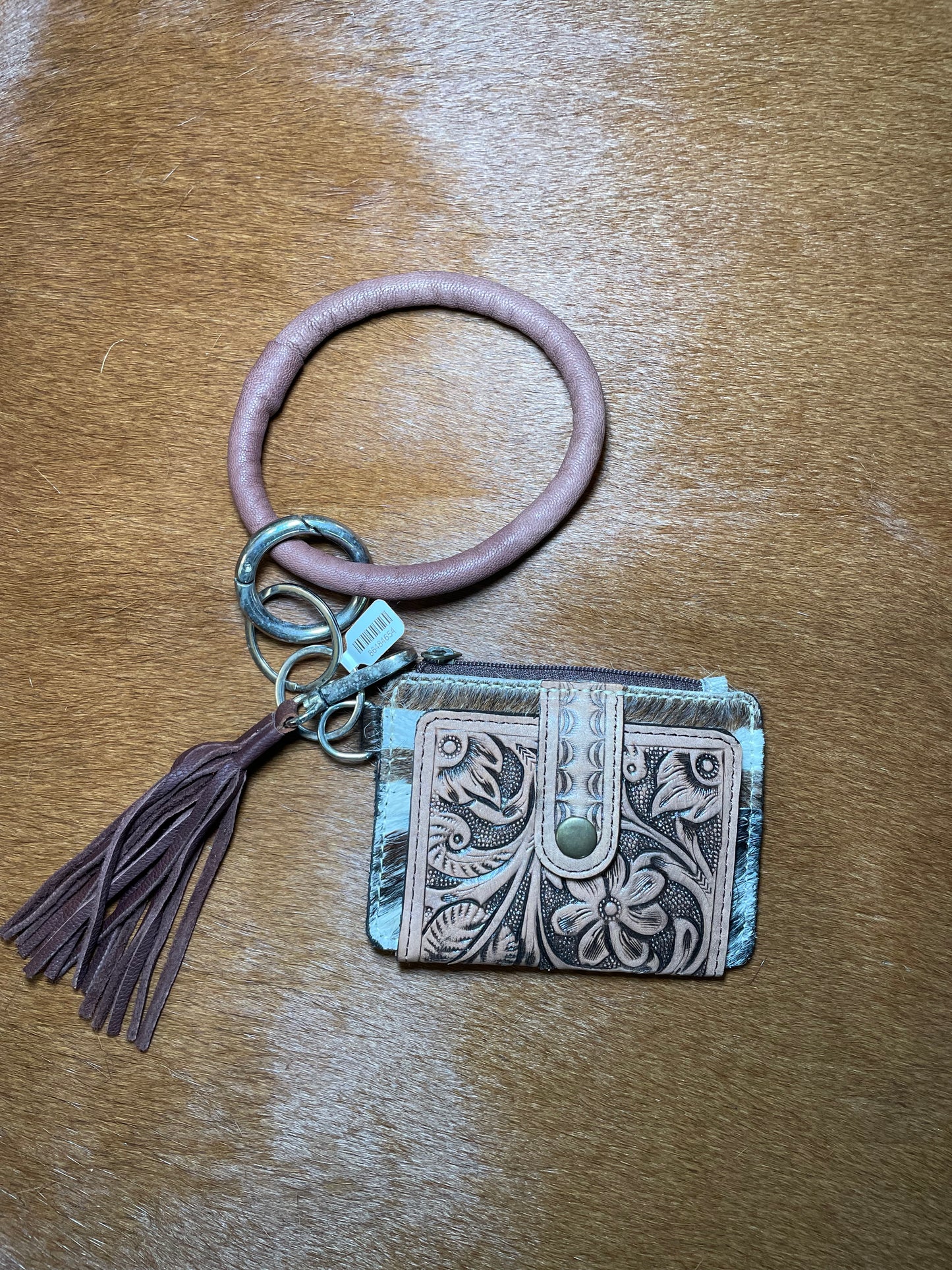 Floral Tooled Leather Wristlet Wallet