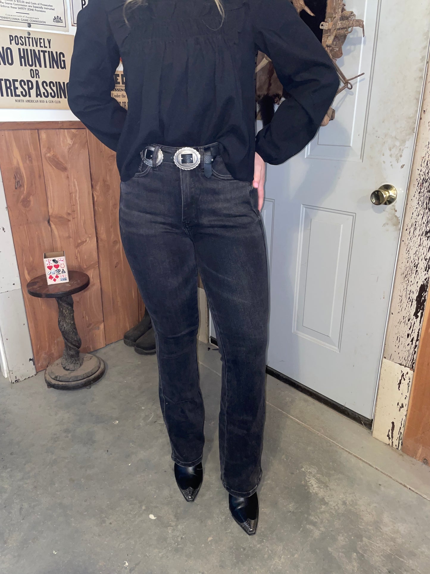 Judy Blue High Waist Tummy Control Bootcut in Washed Black