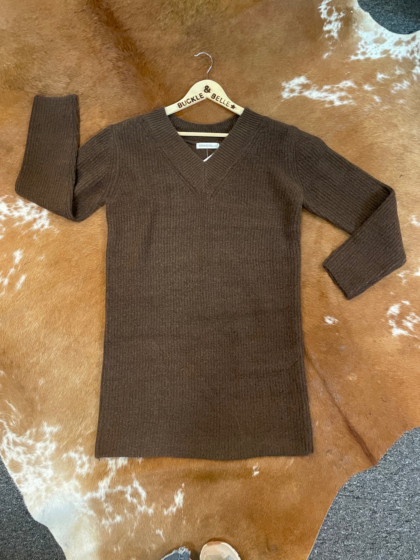 Dallas Sweater Dress // Brown