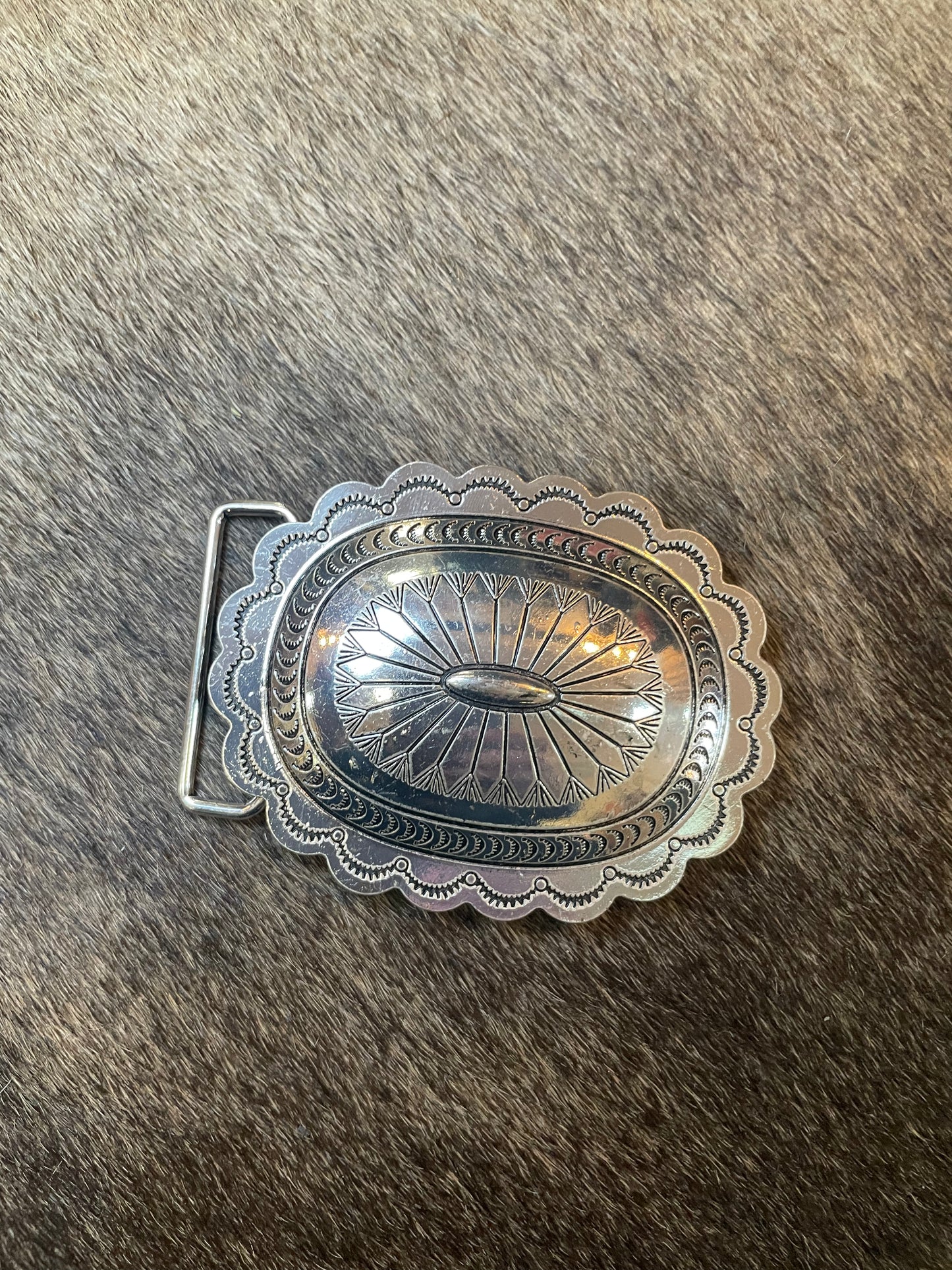 Scalloped Concho Statement Belt Buckle