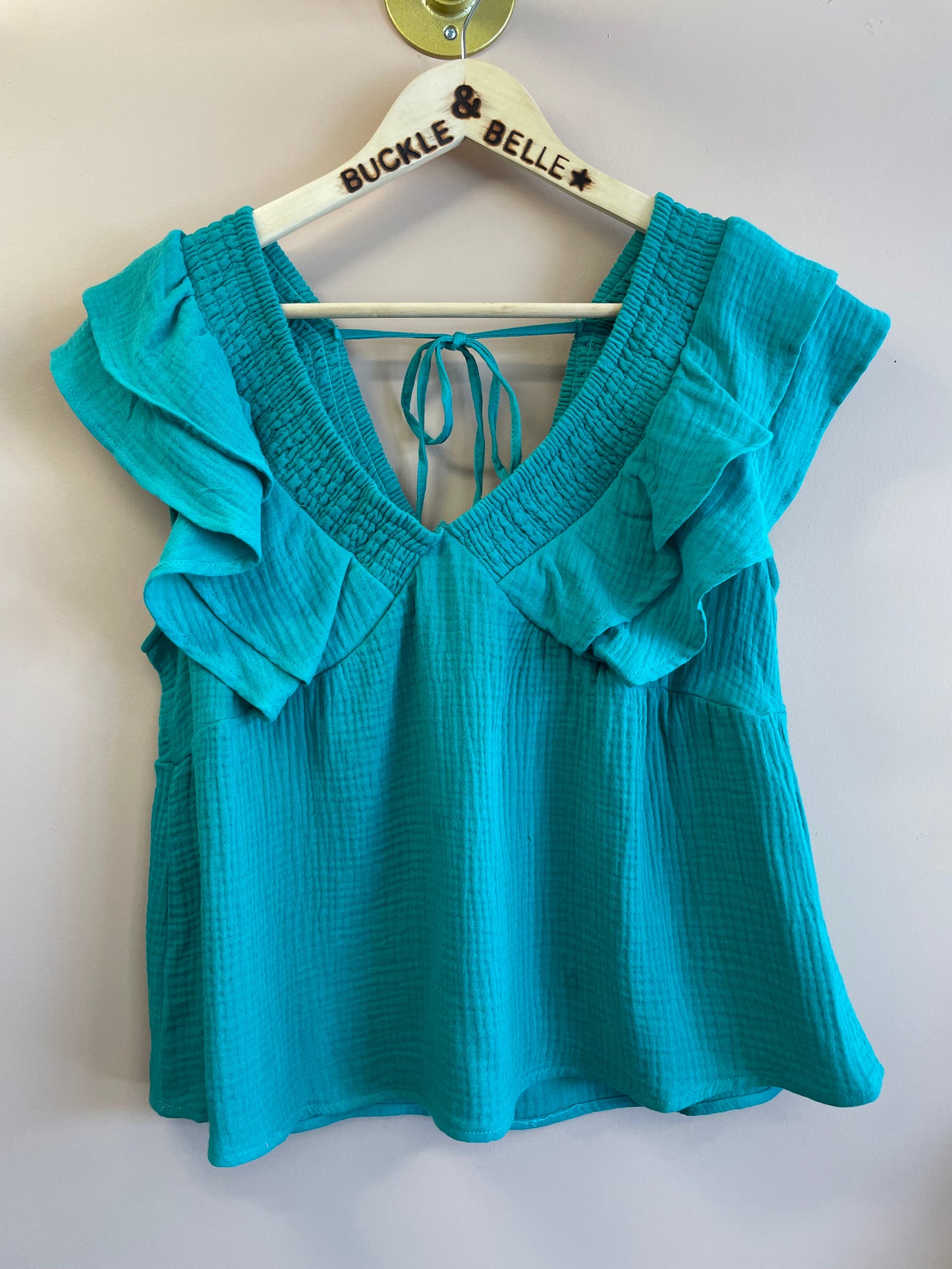 Ruffle Smocked Tank Top // Emerald