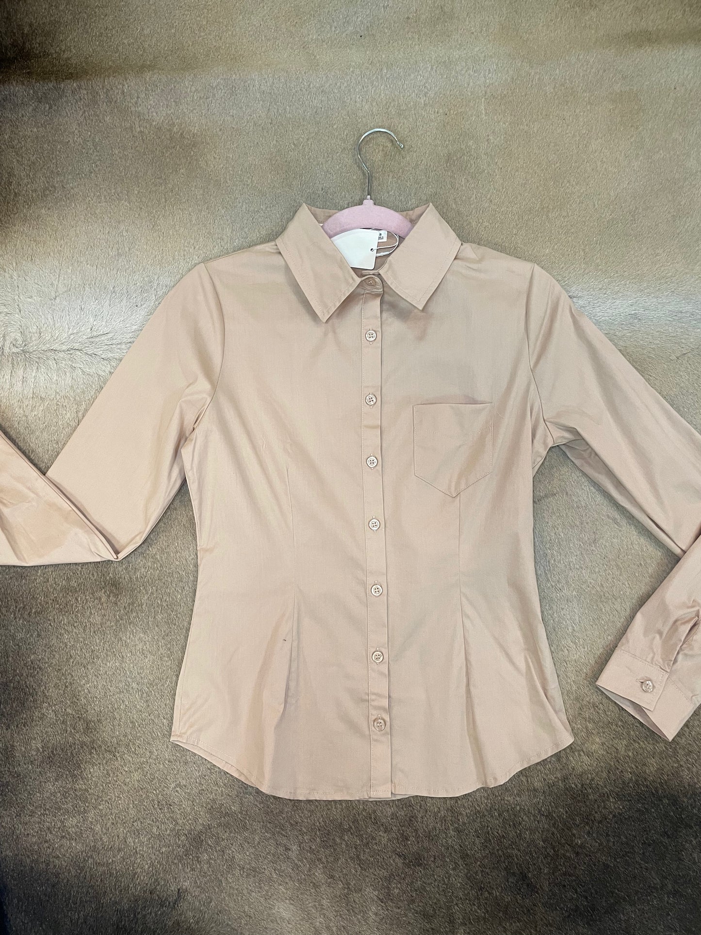 Essential Button Down Top in Khaki