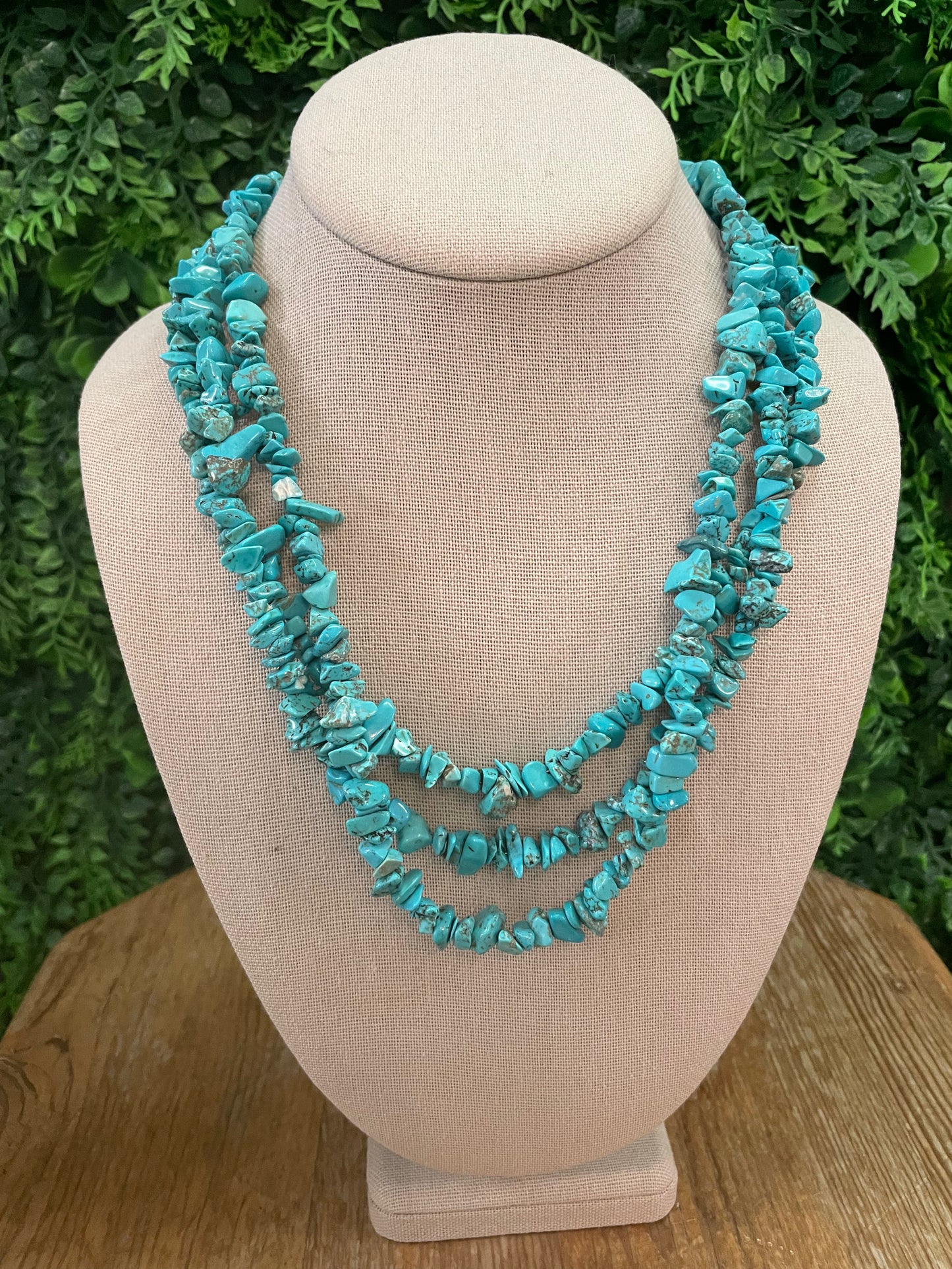 Three Strand Turquoise Chip Necklace