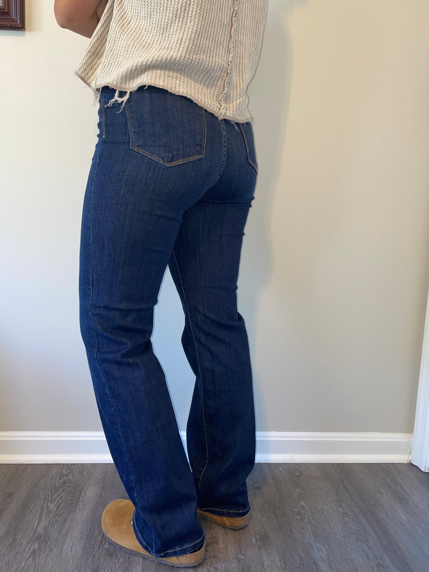 Judy Blue High Waist Straight Jeans in Dark Wash