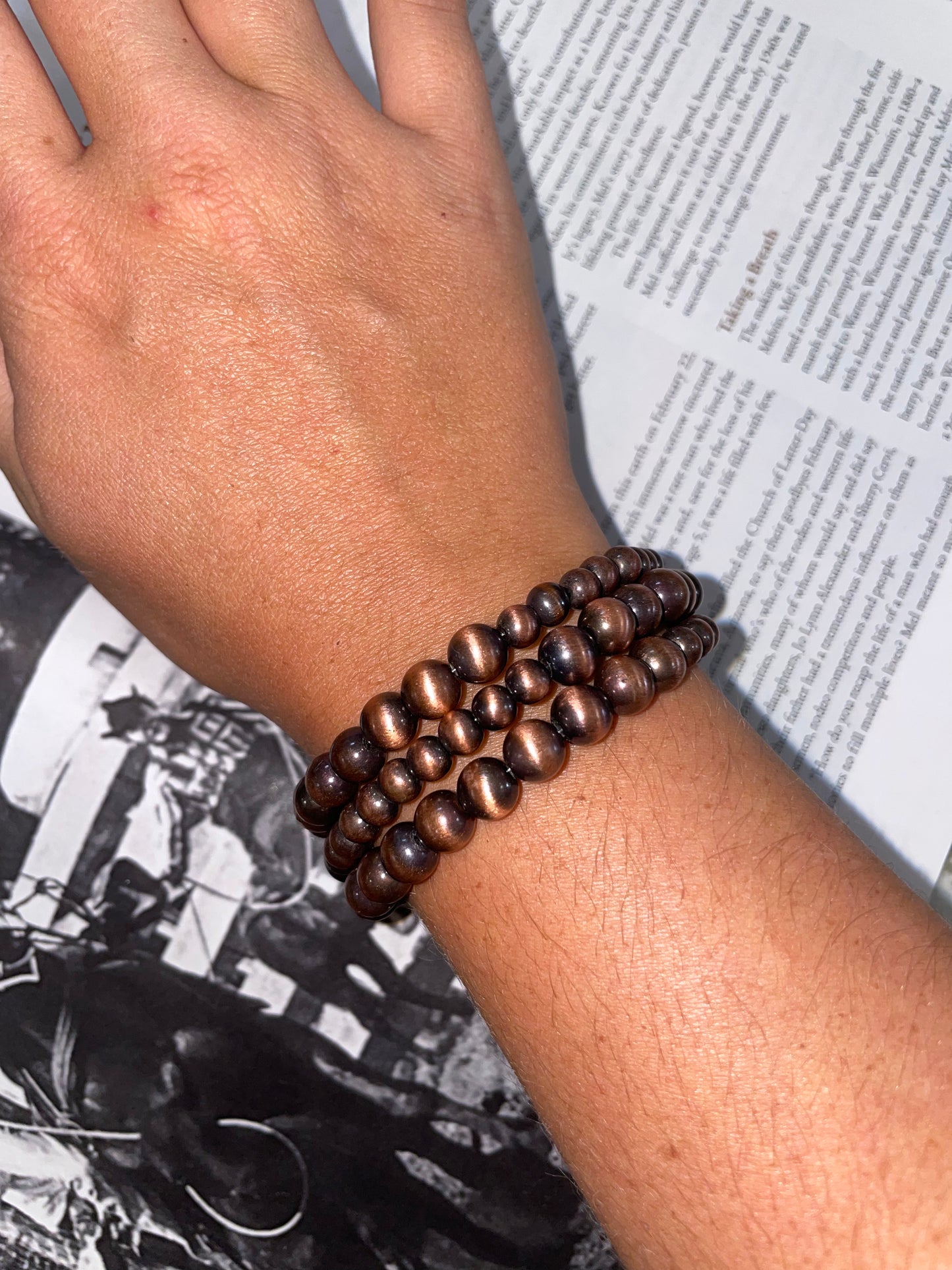 Copper Navajo Pearl Wrap Bracelet
