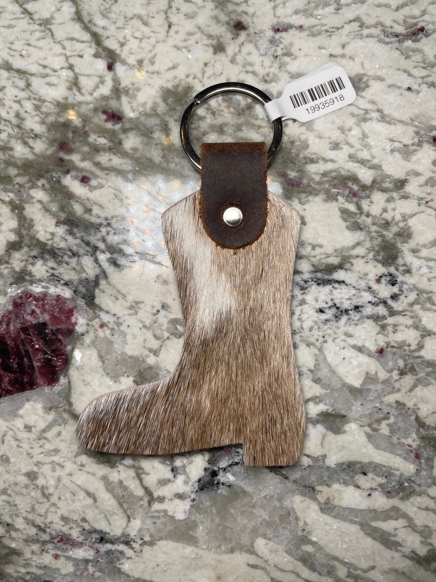 Cowboy Boot Cowhide Keychain