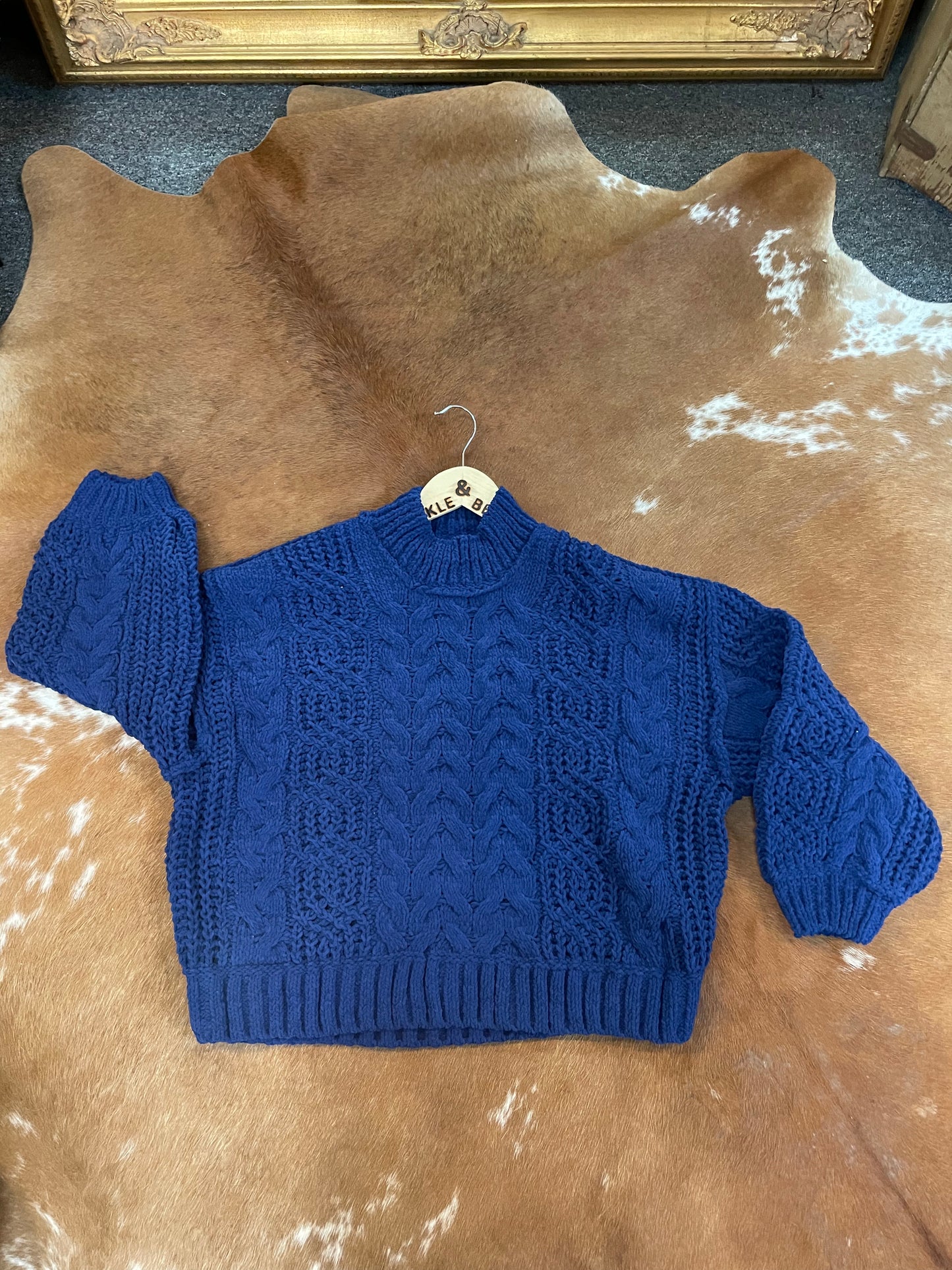 Sedona Cropped Chunky Knit Sweater // Cobalt