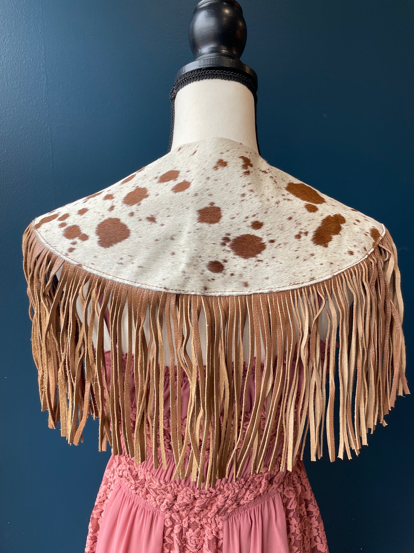 Genuine Cowhide Fringe Statement Cape // Brown