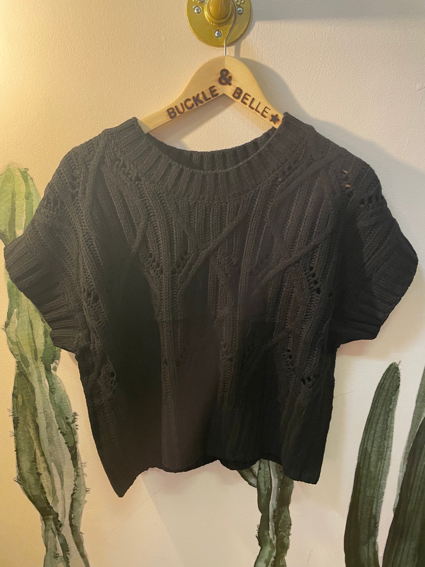 Westbound Cable Knit Sweater // Black