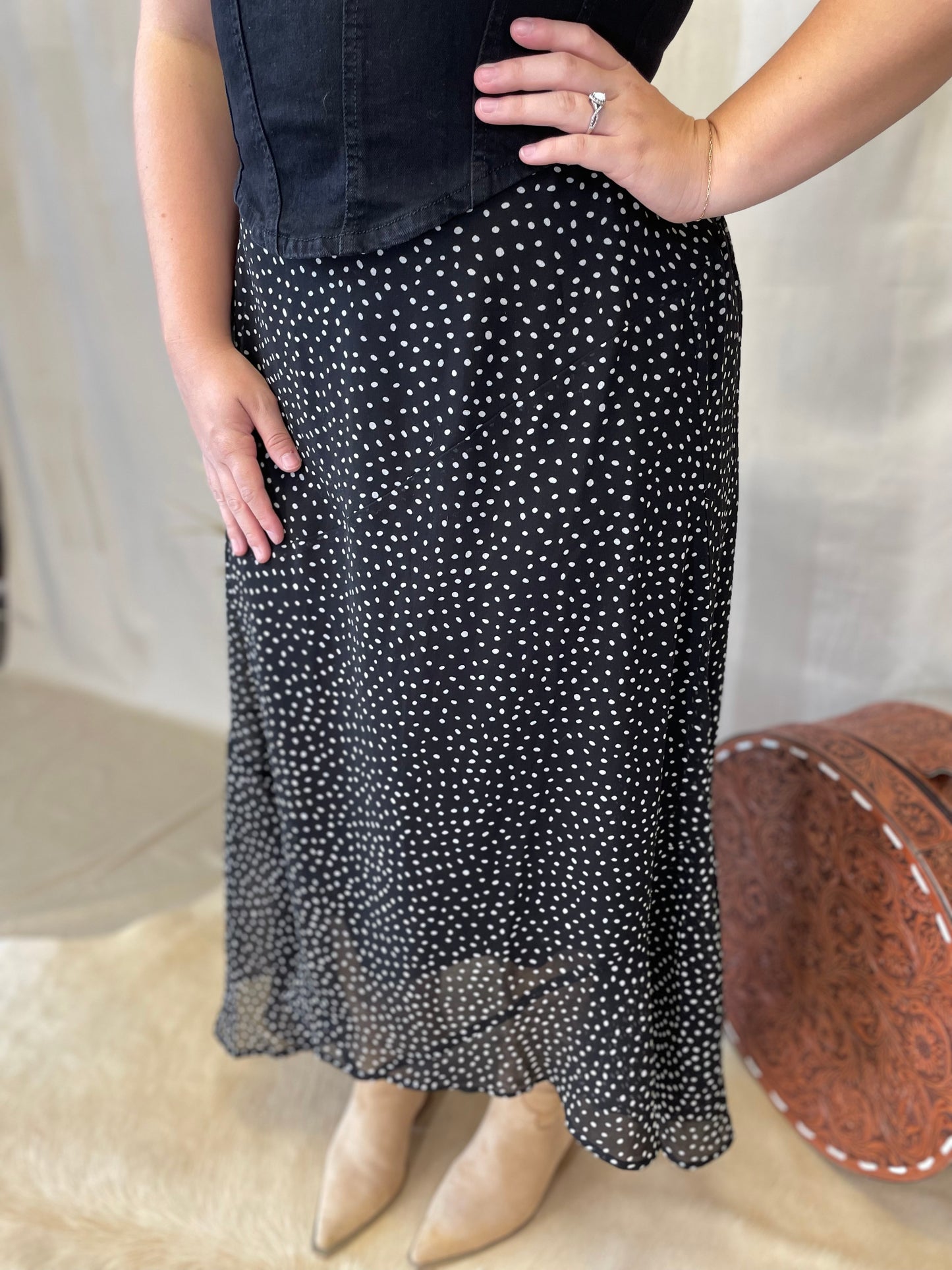 Polka Dot Skirt in Black