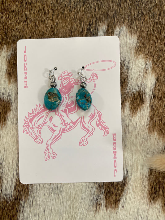 Simple Turquoise Stone Earrings
