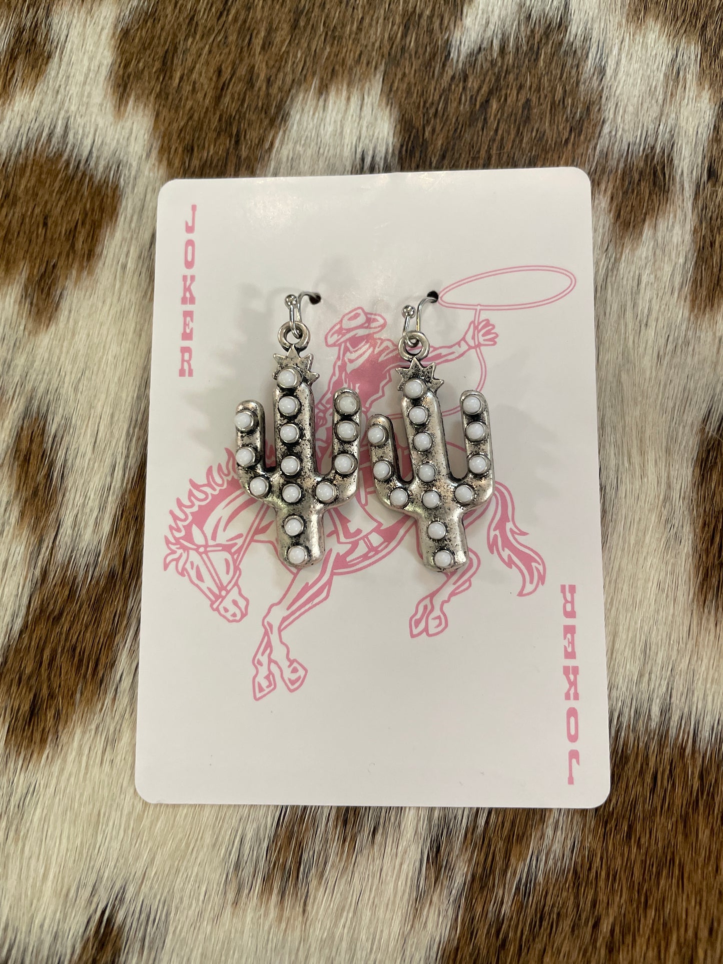 Cactus Earrings // White Stones