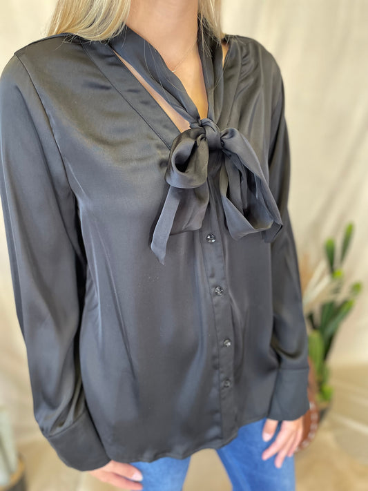 Corporate Cowgirl Black Tie Blouse