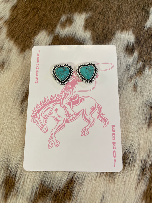 Turquoise Heart Stud Earrings