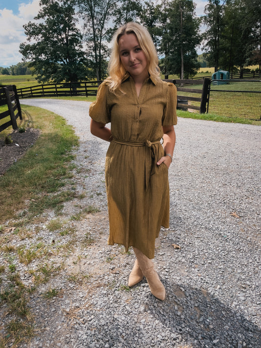 Marigold Linen Look Dress