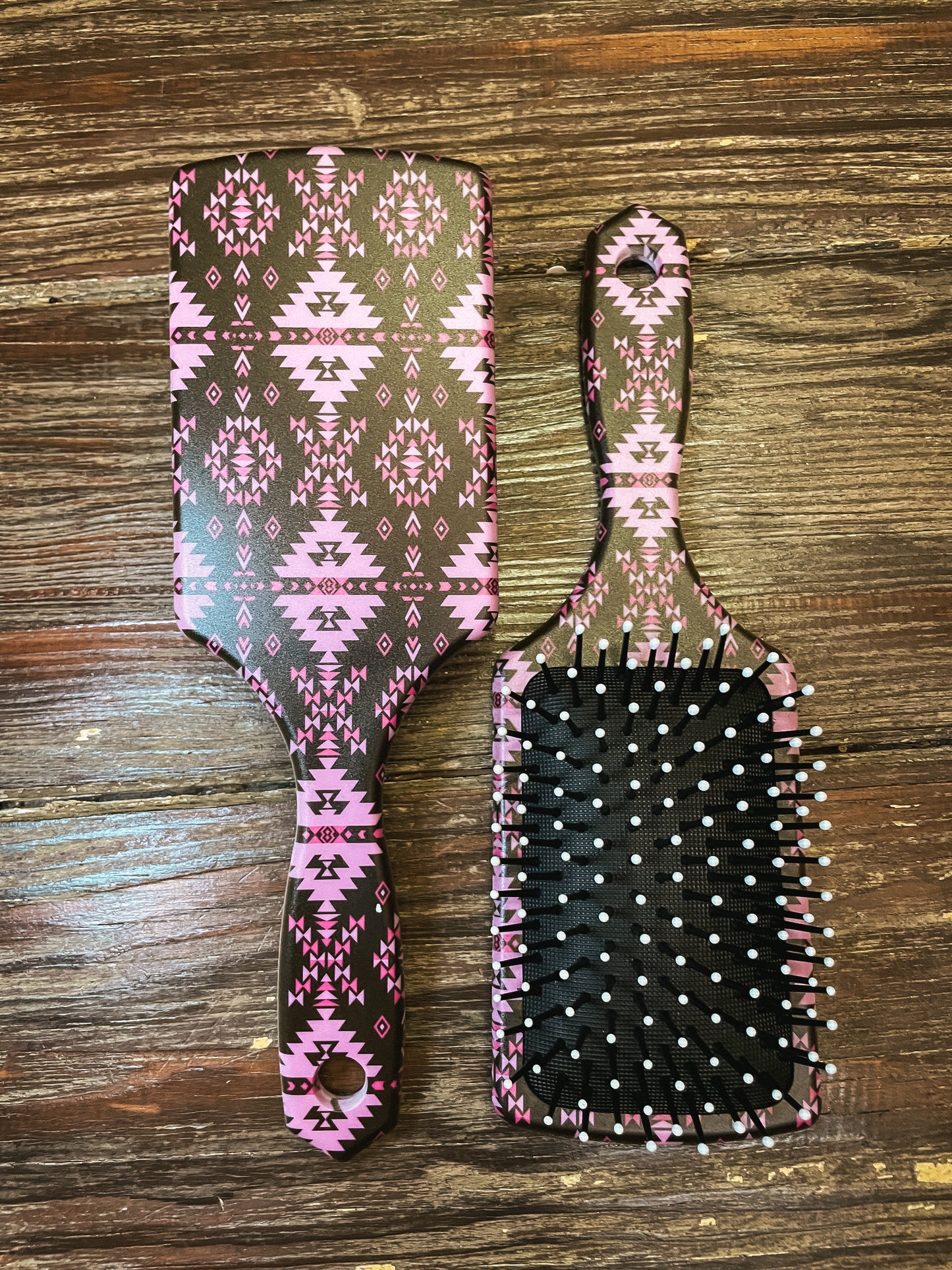 Western Paddle Hair Brush — Purple Aztec