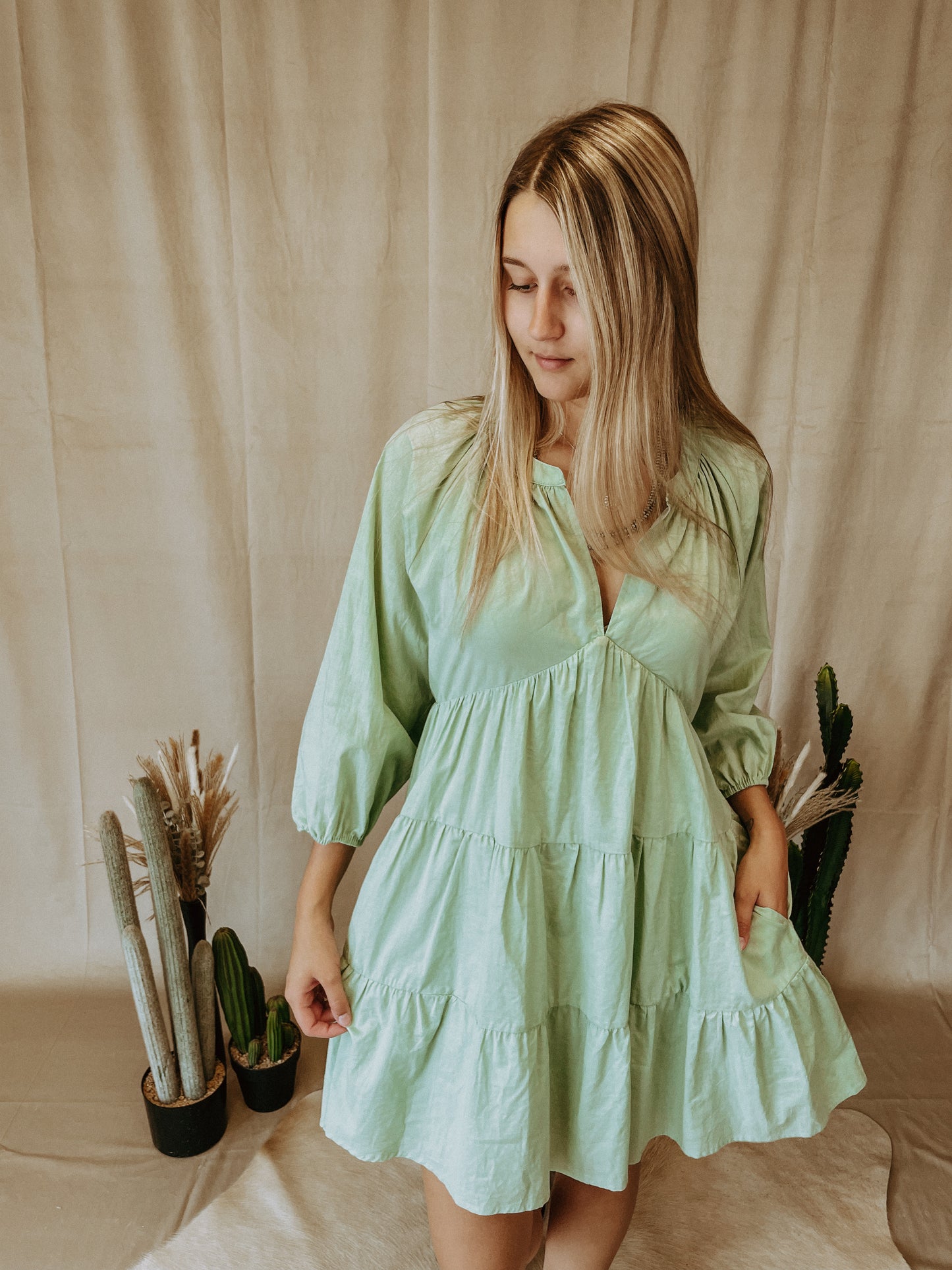 Wanderlust Tiered Dress in Mint