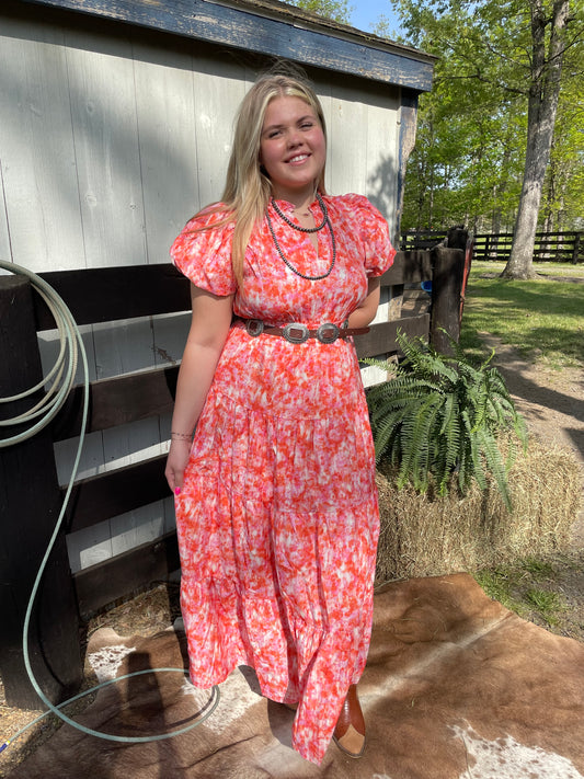 Peachy Princess Midi Dress