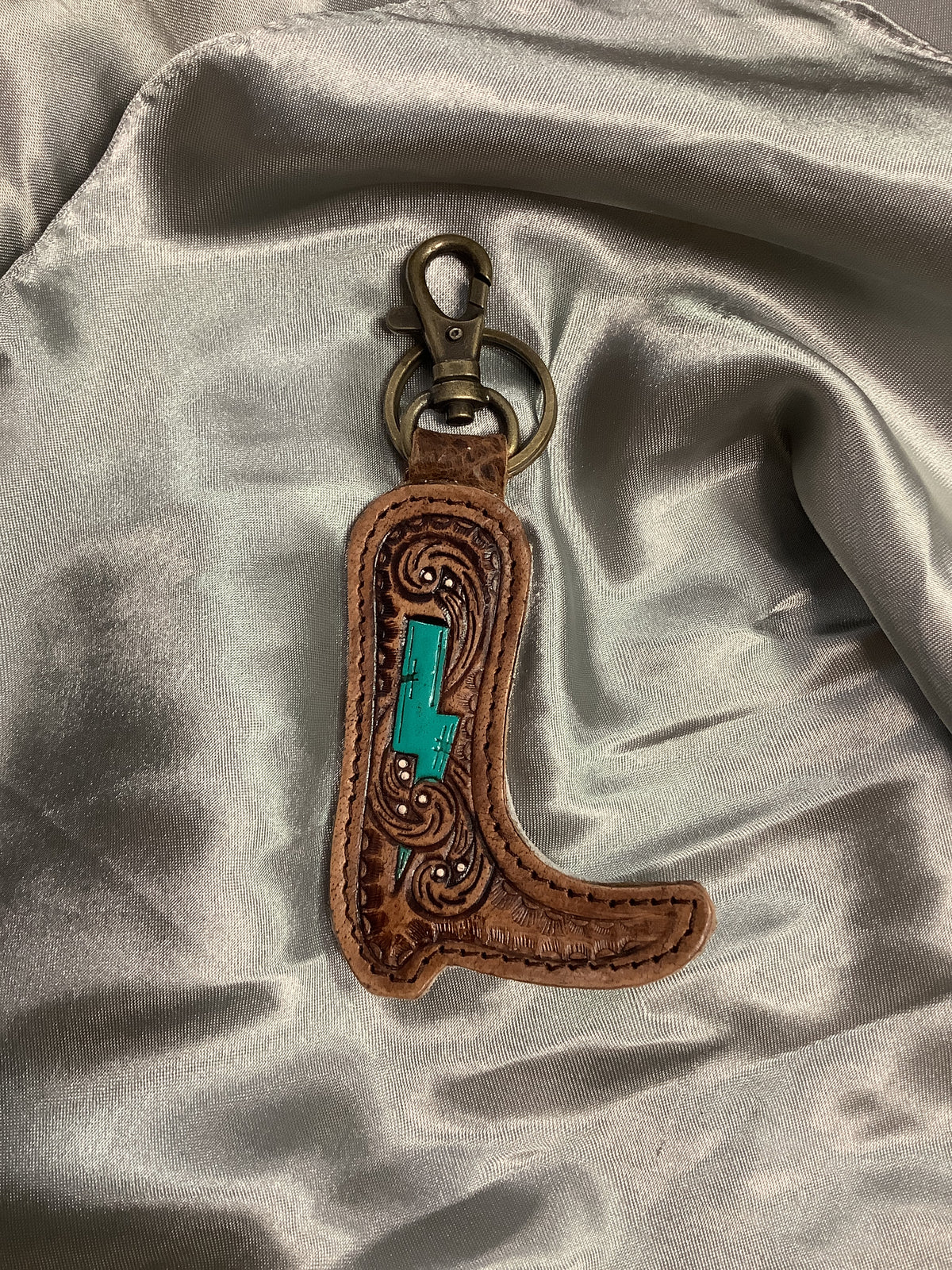 Lightning Bolt Cowhide Keychain