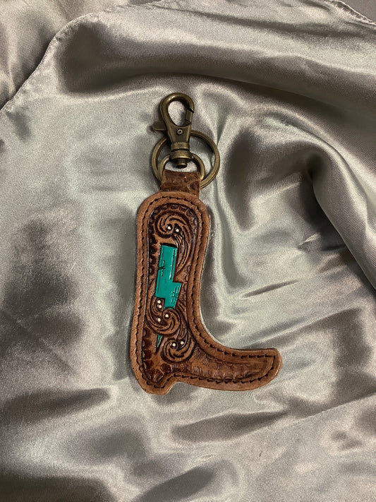 Lightning Bolt Cowhide Keychain