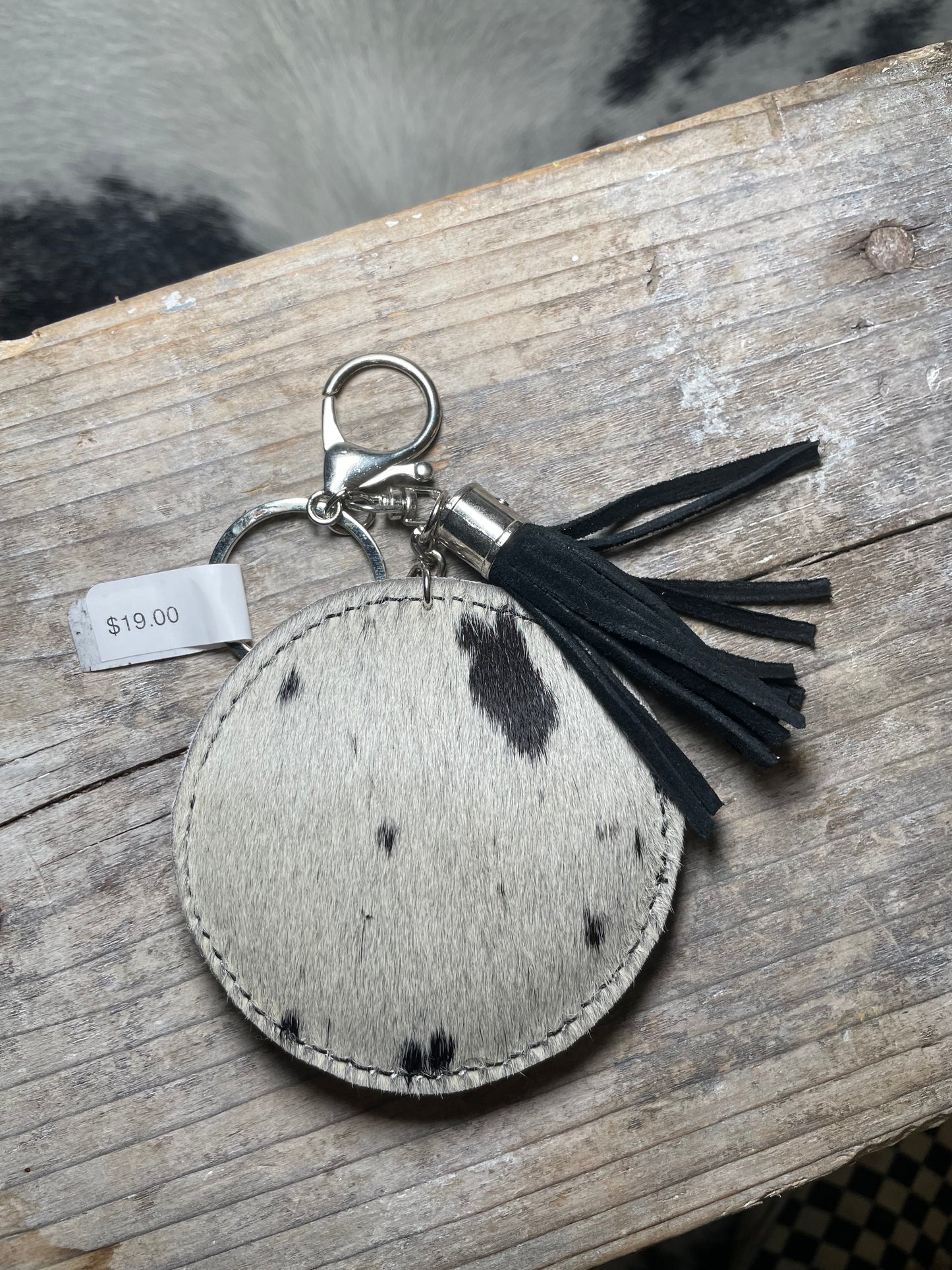 Cowhide Disc Keychain