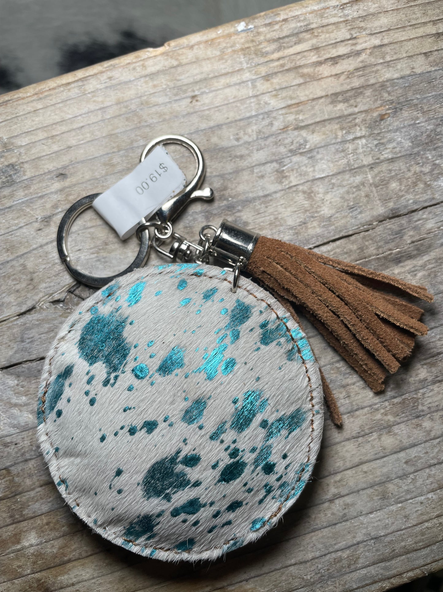 Cowhide Disc Keychain