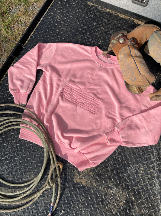 Boot Stitch Crewneck Sweatshirt // Pink