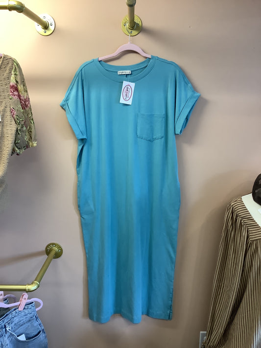 Basic T-Shirt Dress // Dusty Teal
