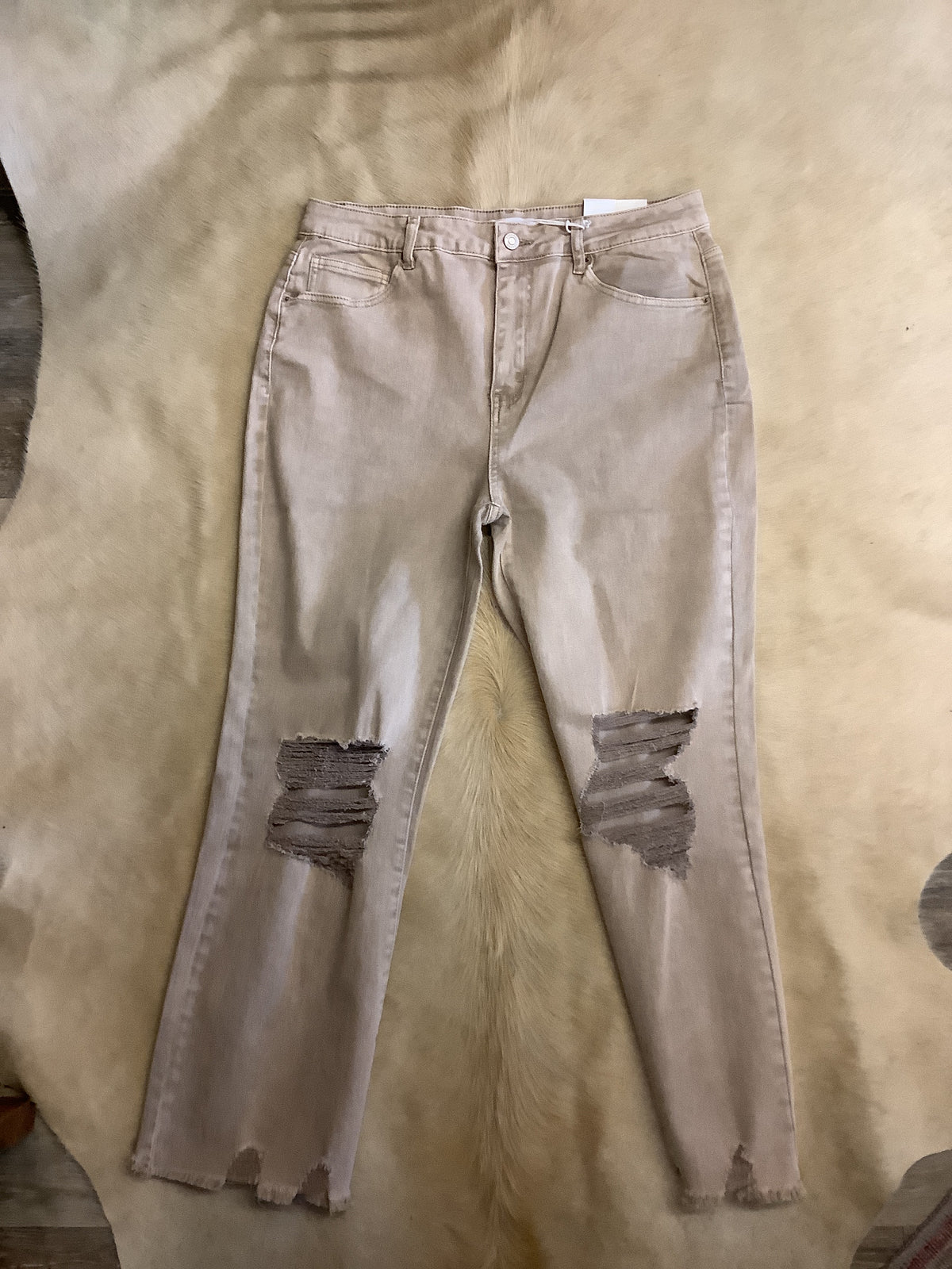 Annie Distressed Straight Leg Jeans // Ash Mocha
