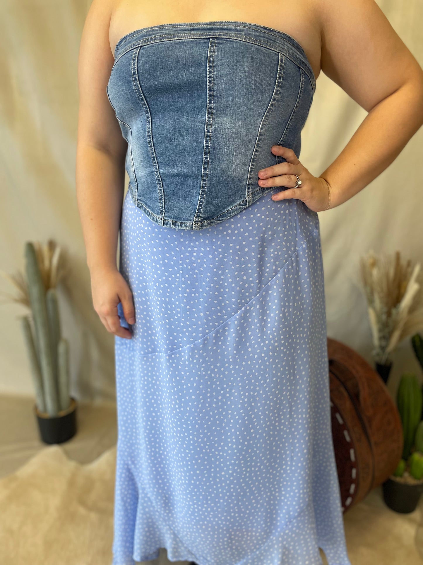 Polka Dot Skirt in Baby Blue