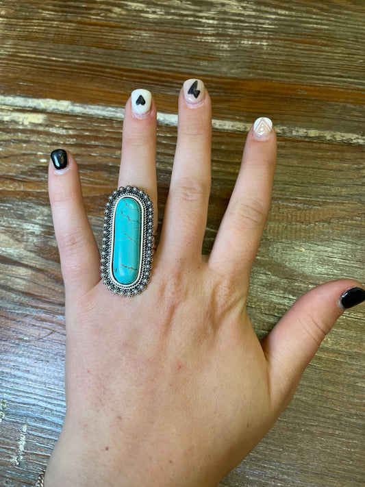 Elongated Turquoise Ring