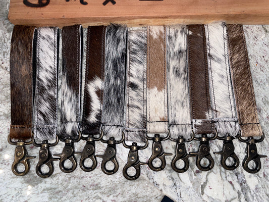 Cowhide Wristlet Keychain // Snap Style