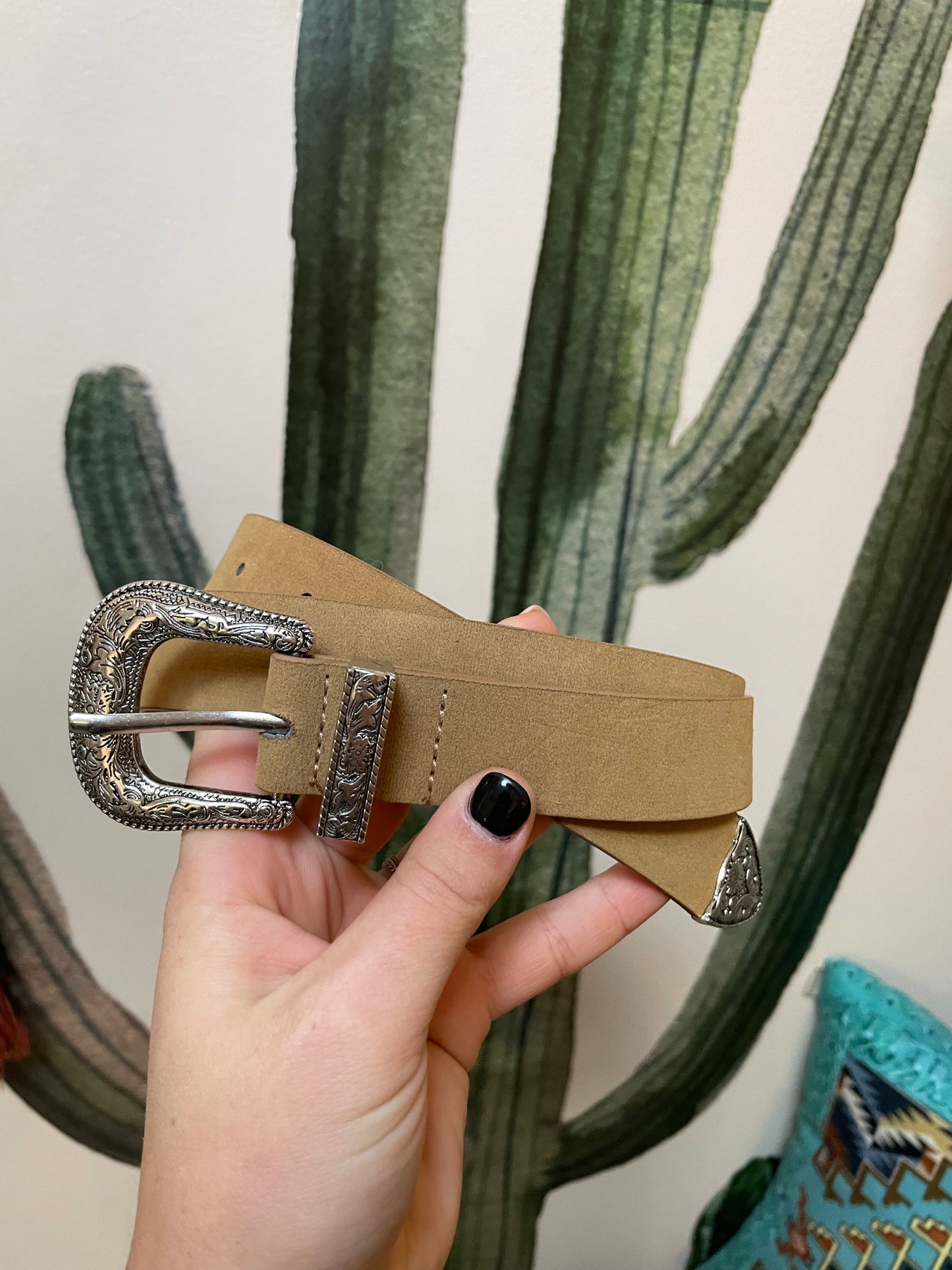 Faux Suede Skinny Western Belt