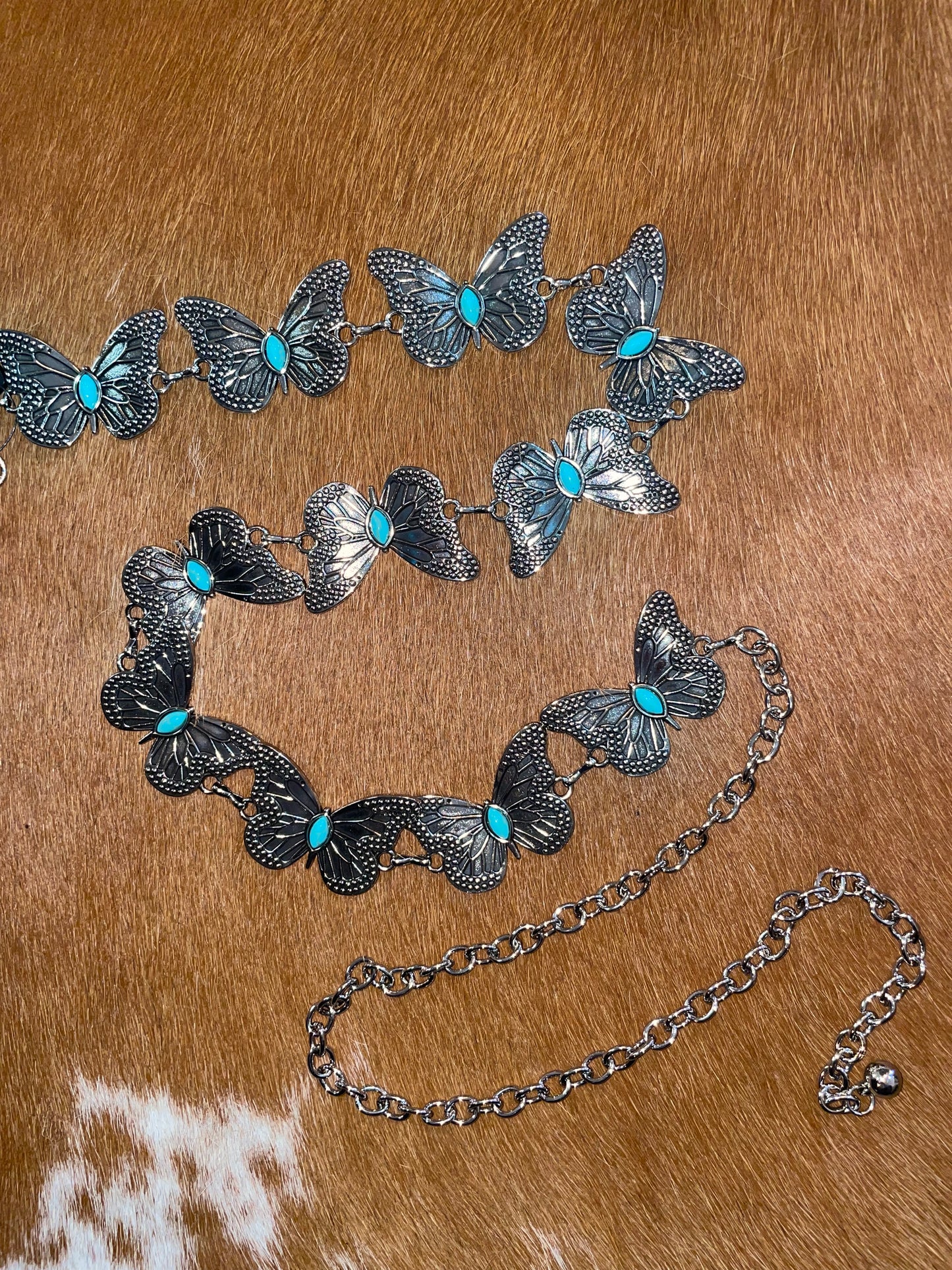 Butterfly Concho Belt // Silver + Turquoise