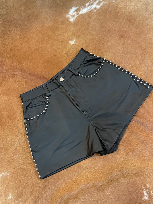 Studded Faux Leather Shorts
