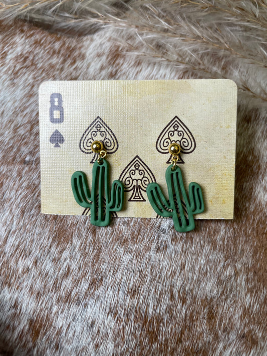 Handmade Clay Dainty Cactus Earrings