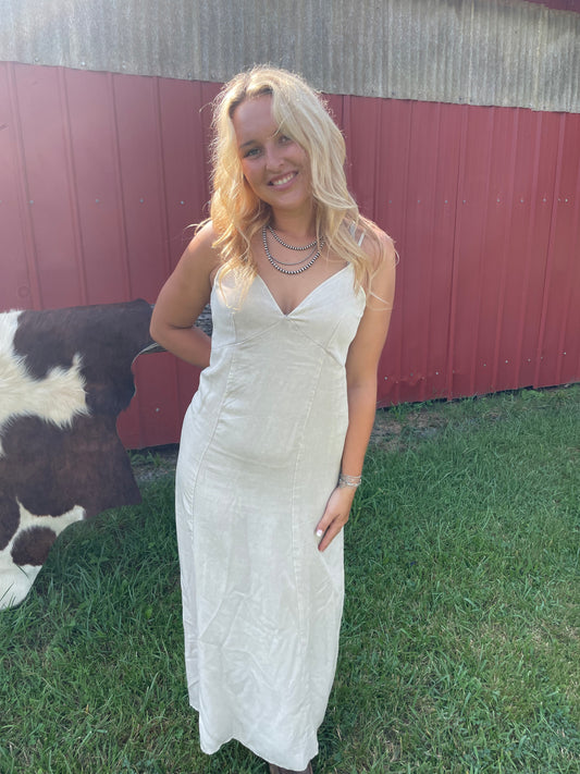 Dixie Distressed Wash Cami Dress in Sand