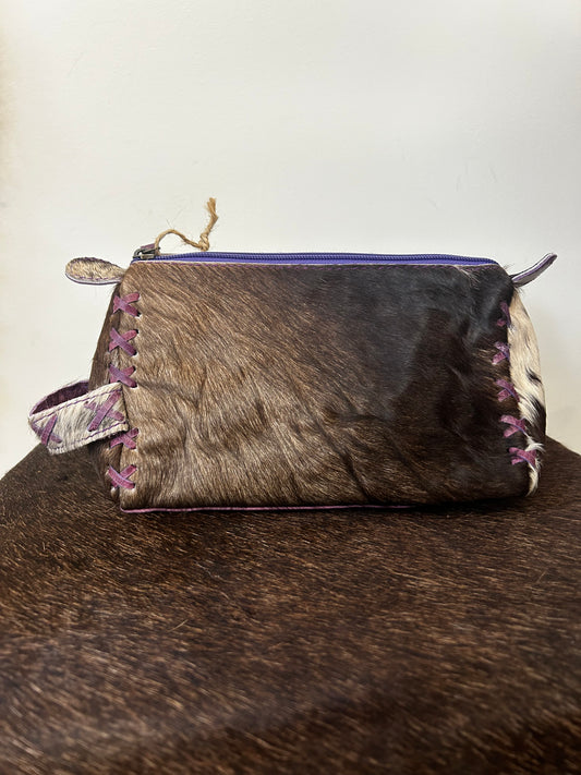 Small Cow Hide Cosmetic Bag // Purple