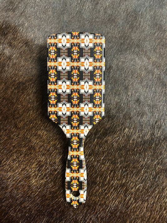 Western Aztec Paddle Brush // Black & Orange