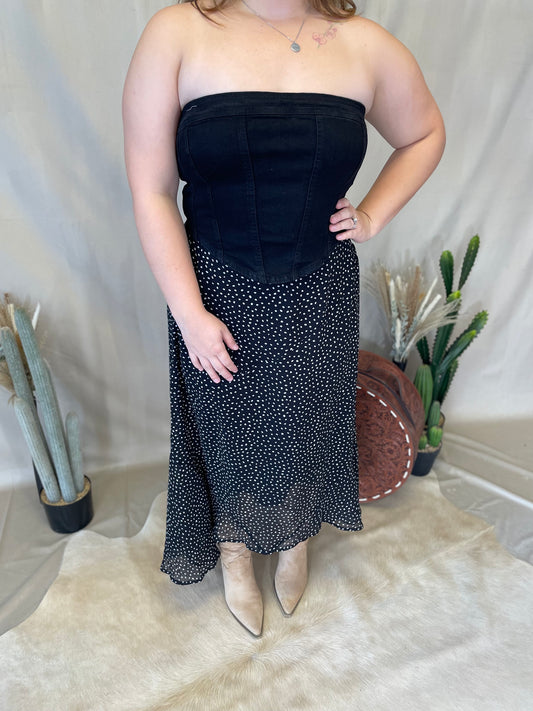 Polka Dot Skirt in Black