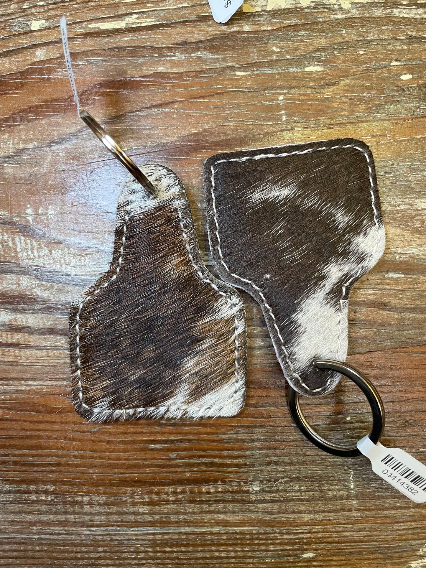 Stitched Ear Tag Cowhide Keychain